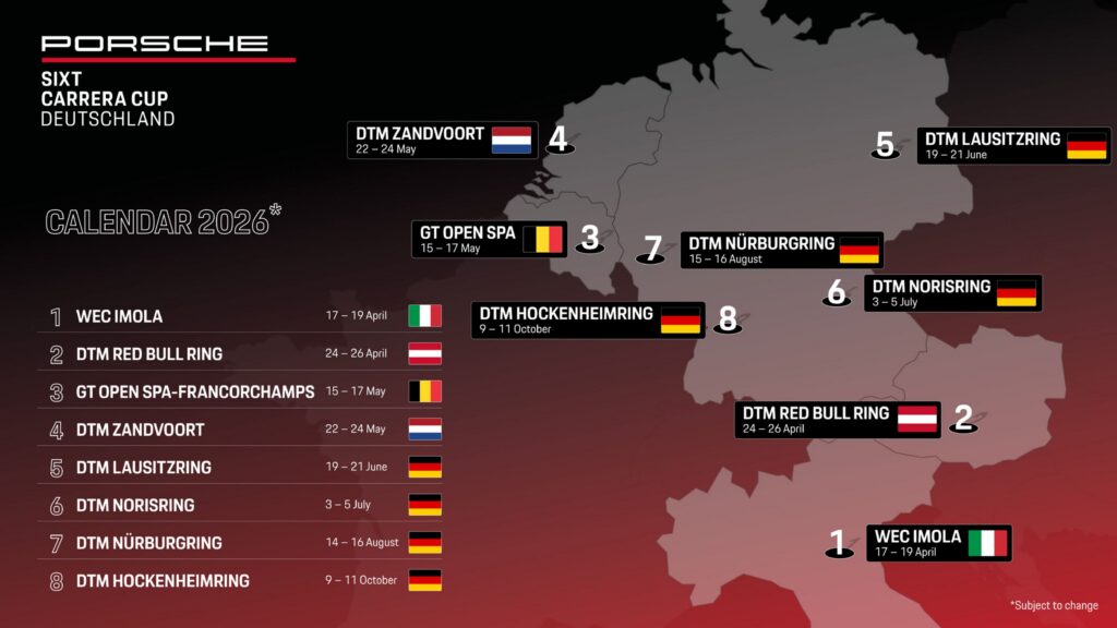 2026 Porsche Carrera Cup calendar Deutschland