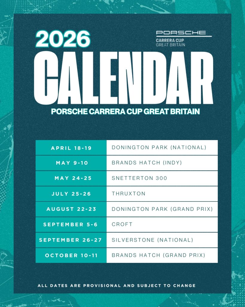 2026 Porsche Carrera Cup Calendar Great Britain