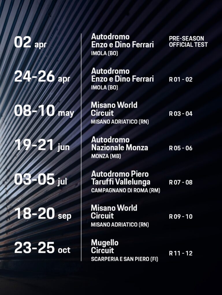 2026 Porsche Carrera Cup calendar Italia