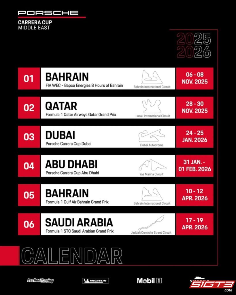 2026 Porsche Carrera Cup calendar Middle East