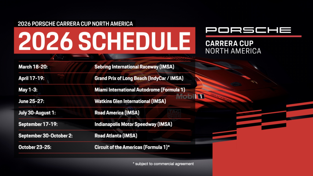 2026 Porsche Carrera Cup calendar North America