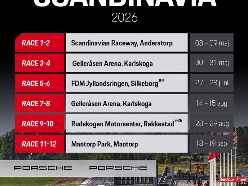 2026 Porsche Carrera Cup calendar Scandinavia