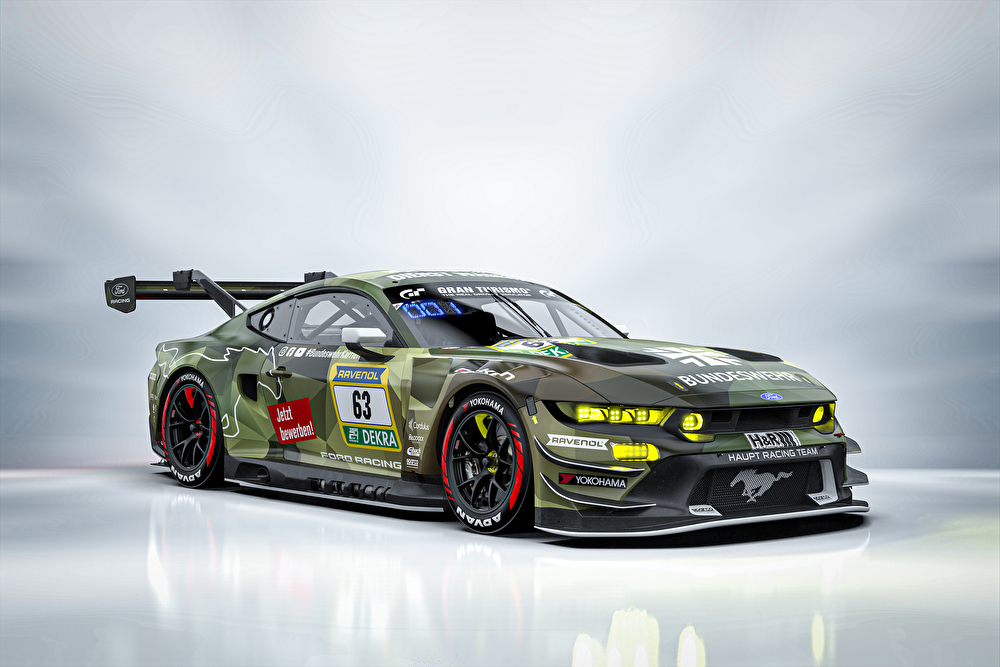 “Full camouflage” for the Nordschleife HRT unveils Bundeswehr Ford Mustang GT3 for 2026 Nürburgring 24 Hours 