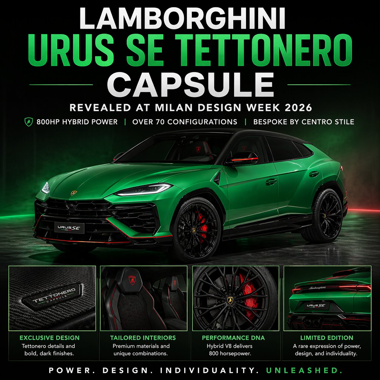 Lamborghini Urus SE Tettonero Capsule Revealed at Milan Design Week 2026