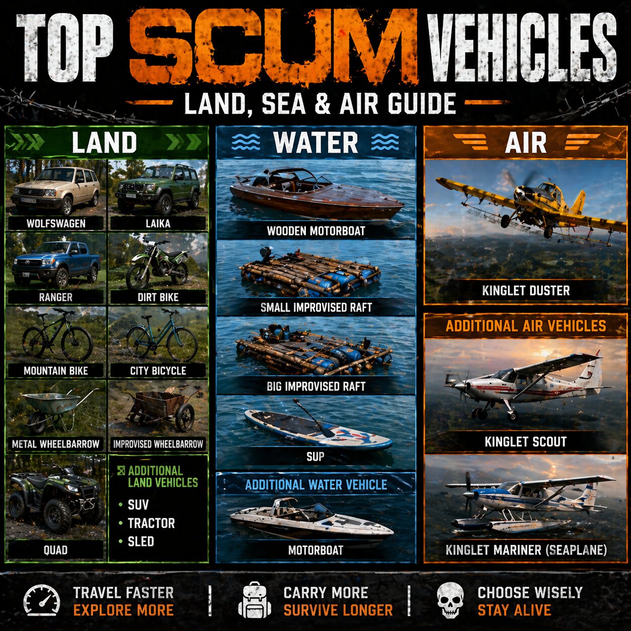 top SCUM vehicles