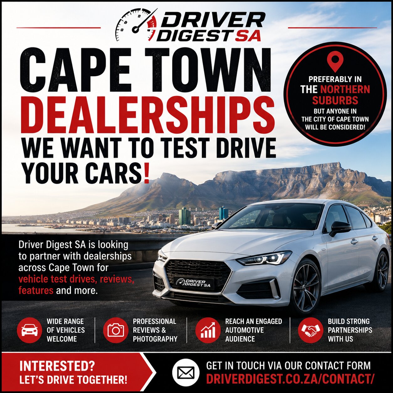 Cape Town Dealerships Invited To Partner With Driver Digest SA For Vehicle Test Drives