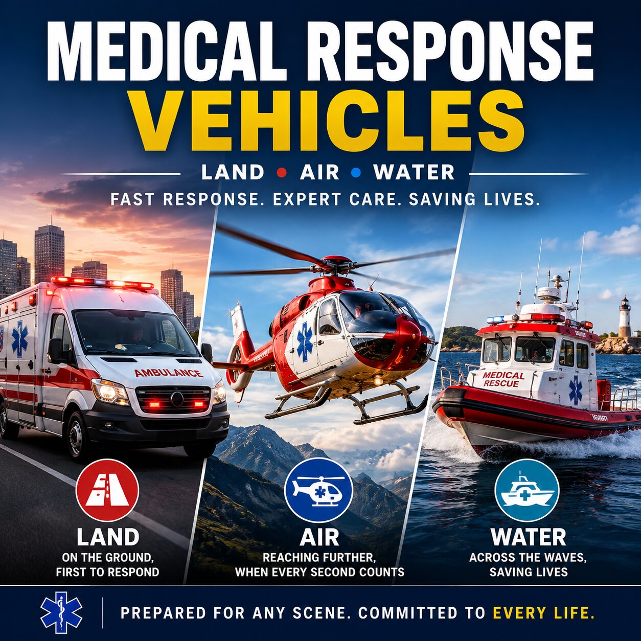 Medical Response Vehicles: Land, Air, and Water Emergency Systems
