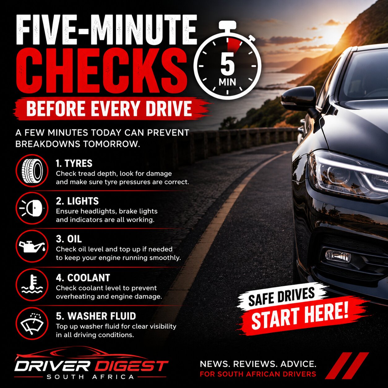 Five-Minute Checks Before Every Drive